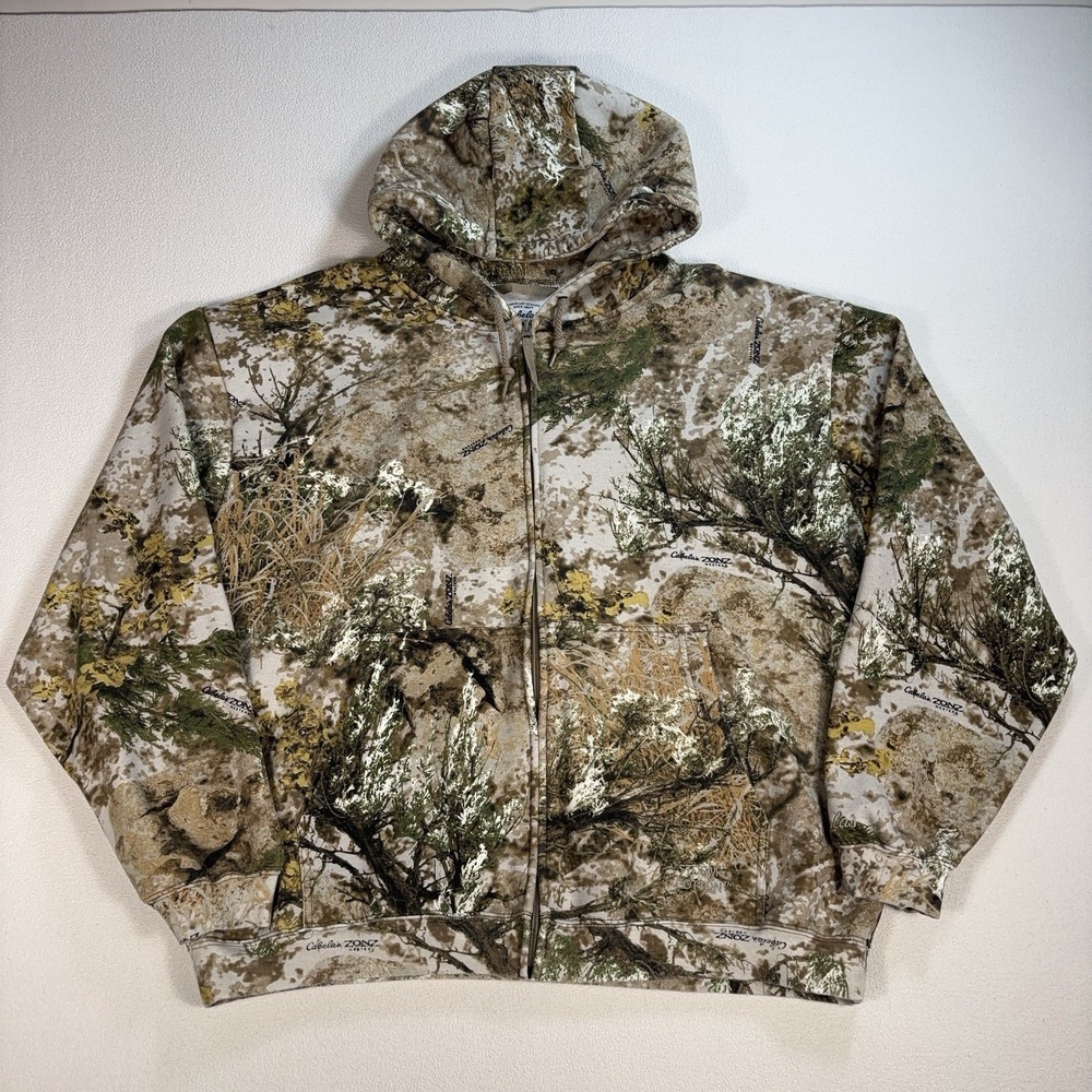 Cabela's Zonz Western Full‎ Zip Hoodie Men's 2XL Regular Beige Camo Storm Fleece